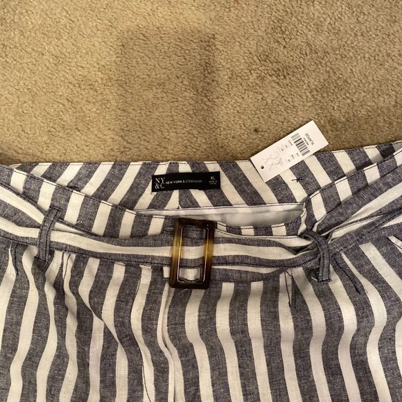 NWT LINEN-BLEND NAUTICAL STRIPE TIE-WAIST JACKET & HIGH-WAISTED SHORT - Picture 7 of 12